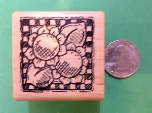Estampilla de goma montada en madera con motivo de girasol - Imagen 1 de 1