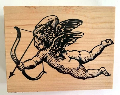 Sello de goma de montaje en madera para decoración del hogar de PSX GRANDE CUPIDO K-1776 flecha querubín Foto 1 de 3