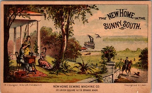 Vintage 1880's New Home Sewing Machine Co. Victorian Trade Card Sunny South - Picture 1 of 2