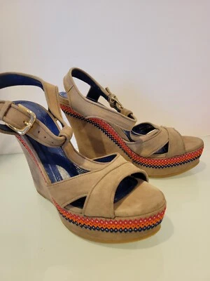 Sandalias de cuña Boss Hugo Boss naranja para mujer talla 39 en gamuza tostada Foto 1 de 4