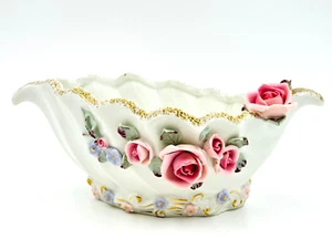 Baratija de porcelana vintage caramelo rosas rosadas dorado hecho en Japón ocupado - Imagen 1 de 9