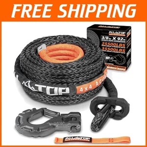 Essential Synthetic Winch Rope 3/8in x 92ft - Forged Hook & Recovery Safety Kit - Bild 1 von 10