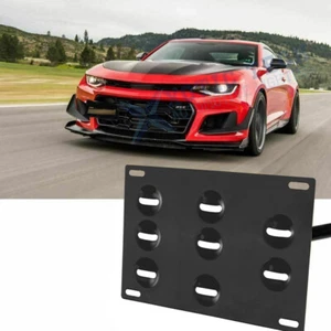 Black Bumper Tow Hook License Plate Mount Bracket For Chevrolet Camaro 2016-up - Picture 1 of 10