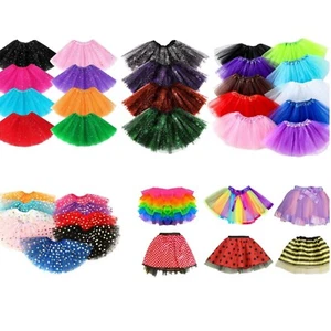 Kids Ladies 3 Layers Halloween Tutu Skirt Ballet Dance Fancy Dress Hen Party - Picture 1 of 224