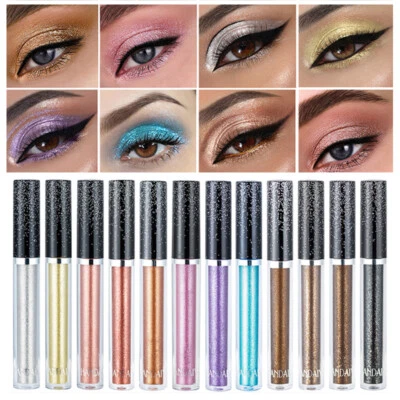 12 Couleurs Paillettes Étanches À Fard À Paupières Liquides Eye-Liner / - Photo 1/4