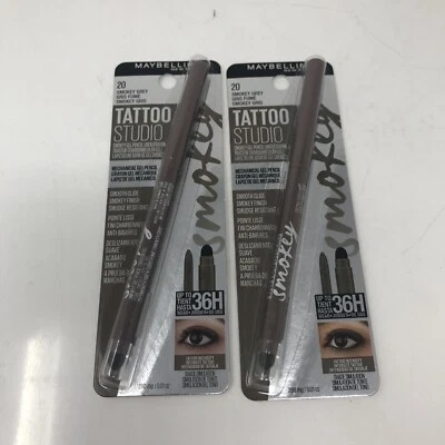2x Maybelline Tattoo Studio Liner Gel Pencil #20 Smokey Grey Lasts 36H Eyeliner - Image 1 of 2