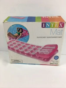 Intex Inflatable 18 Pocket  Pink Suntanner Mat 74in x 28in with built in Pillow - Picture 1 of 12
