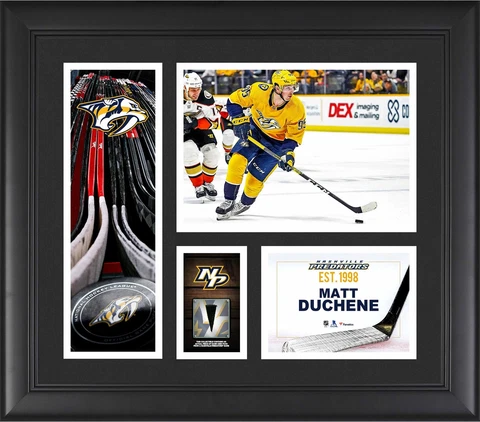Matt Duchene Predators FRMD 15" x 17" Player Collage with a Piece of GU Puck Cover