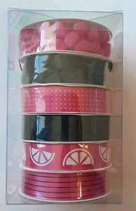 Gwen Studios 2 Pack (6 Pc each Ribbon Cinta) NEW 2021 Pink/black/Mint - Picture 1 of 14