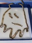 Nib Gold Coloured Diamonte Necklace And Earrings Set With Chain Extender