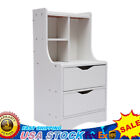 2-Drawer Bedroom Night Stand Bedside Table Furniture End Side Storage Desk White