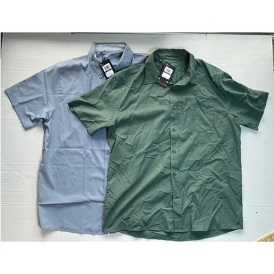 Under Armour Men UPF 50 Short Sleeve Button Down Shirt Blue Green XL Lot Of 2 - Image 1 of 4