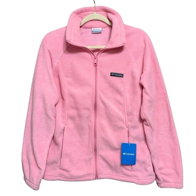 Columbia Womens Benton Springs Full Zip Fleece Jacket Large Pink Zip Pockets NEW - Image 1 of 4