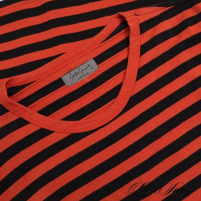 #1 MENS Vintage Yohji Yamamoto Pour Homme Black Orange Block Stripe Tee Shirt NR - Image 1 of 4