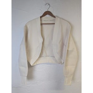 NWT Neiwai Relaxed Fit Sweat Cardigan Womens 0 XS Ivory Athleisure Sporty Gym - Picture 1 of 7