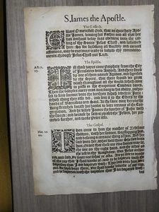1582-Book of Common Prayer Leaf -"St. James the Apostle" Service-Woodcuts-folio - Picture 1 of 4