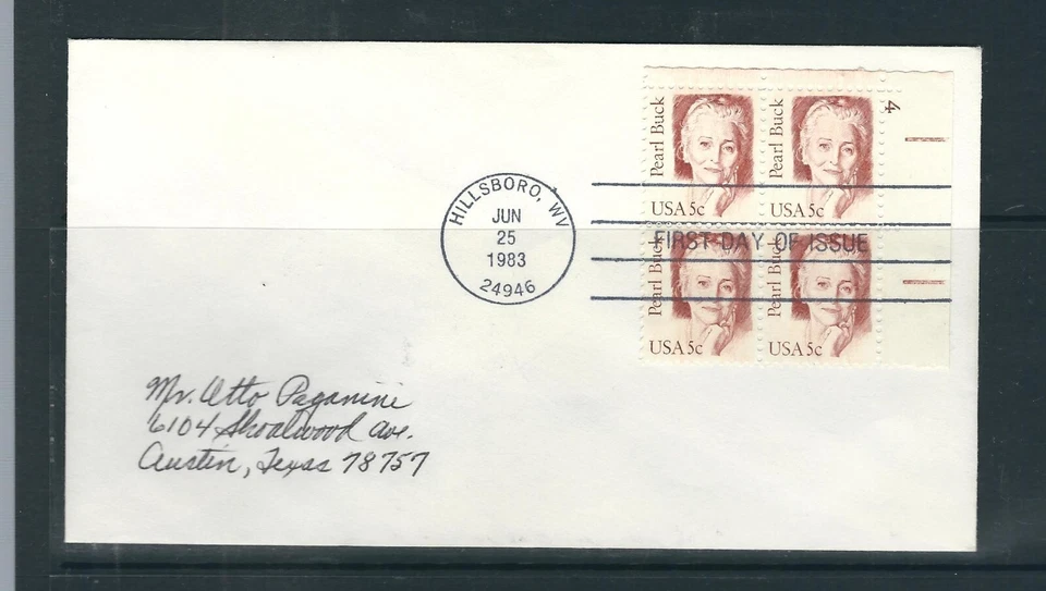 US SC # 1848 Pearl Buck FDC. No Cachet. - Image 1 of 1