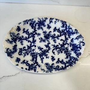 Plato grande Mercer semivítreo flujo azul para servir cachemira flujo azul - Imagen 1 de 17