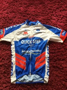 Mens Cycling Jersey Shirt Quickstep Blue Size Large Full Zip - Picture 1 of 3