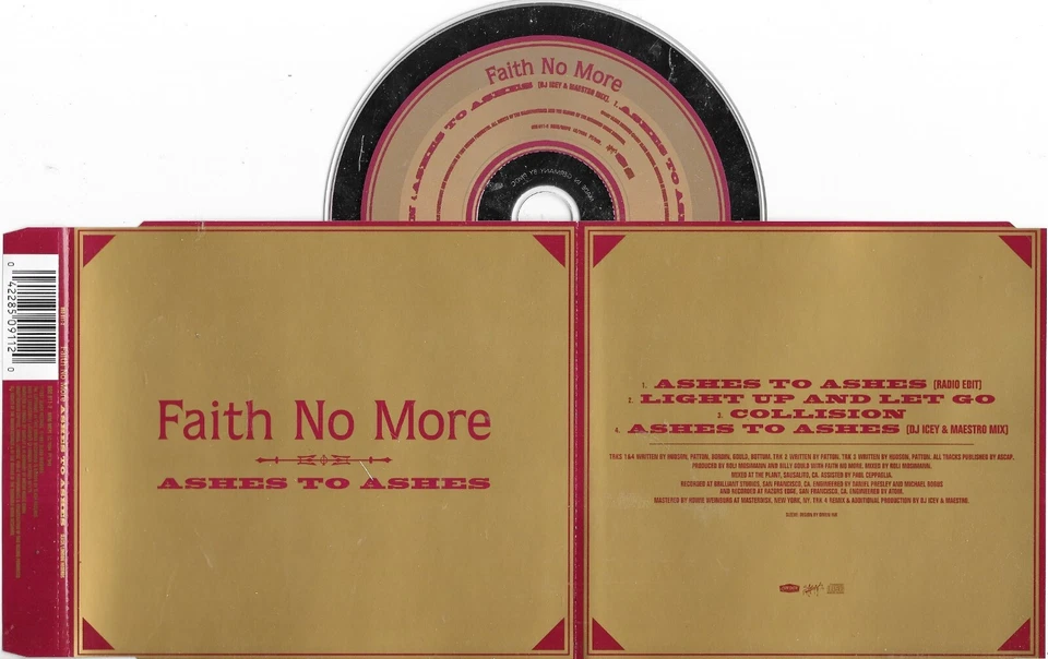 FAITH NO MORE - ashes to ashes -  CD 4 TRACK SINGLE - Bild 1 von 1