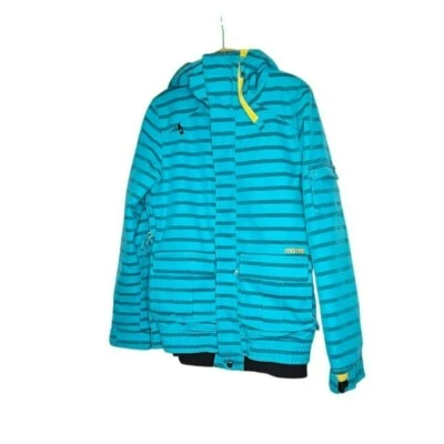 Nomis Women's Striped Hooded snowboarding  Jacket Small Yellow & Blue Polyester - Image 1 of 4