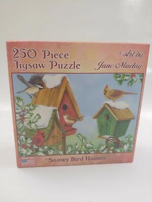 Rompecabezas Jane Maday Art 250 piezas casas de pájaros nevados 14"x10" hecho en EE. UU. Foto 1 de 4