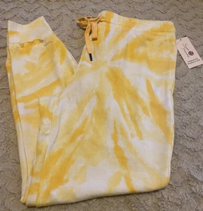 Pantalón de chándal Secret Treasures para mujer GRANDE 12-14 amarillo blanco tie dye nuevo - Imagen 1 de 3
