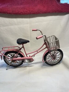 Pink Metal Bike with Basket Small Table Decorative Display 9" Long - Picture 1 of 7