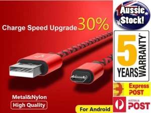 FAST CHARGING Android Charger Micro USB Cable Premium Braided Samsung Galaxy 6 7 - Picture 1 of 5