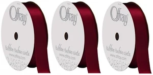 3 Pack - Offray 5/8" x 18 ft. ea (54 ft. total) Maroon Red Satin Ribbon - Picture 1 of 1