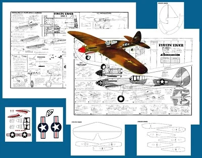 Goldberg Model Airplane Plans (UC/RC): Flying Tiger p-40 43" Stunt for .15-.35 - Image 1 of 2