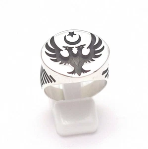 toller Motivring Ring Adler Motiv geschwärzt Siegelring 925er Silber Gr.63 - Bild 1 von 6