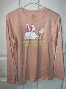 Vineyard Vines Girls Pink Hoppy Easter Long Sleeve Bunny Shirt Size XL (16) - Picture 1 of 7