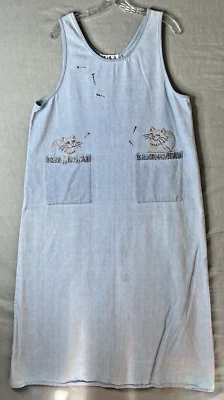 Talk Of The Walk Womens Vtg Dress Size XL Denim Bedazzled 90s Midi  - Image 1 of 4