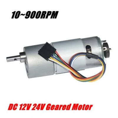 DC Getriebemotor 12V 24V 10~900rpm + Hall Encoder 37mm 6mm für DIY Engine Robot - Bild 1 von 4
