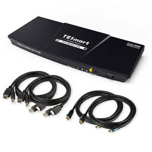 TESmart HDMI Dual Monitor KVM Switch 4K@60Hz, HDCP 2.2 for 2 PCs and 2 Monitors