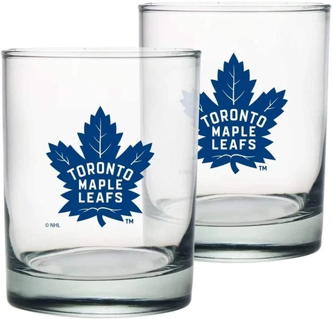 Toronto Maple Leafs Rocks Glass Set of Two 13.5oz NHL Hockey - Mustang Glassware Cover