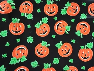 Halloween Pumpkin Jack-o-Lantern Cotton Quilt Craft Fabric 30" x 42" - Picture 1 of 4