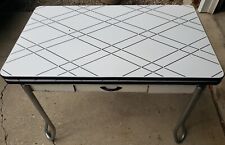 Vintage Porcelain Enamel Top Farm House Table with Slide Outs and a Drawer