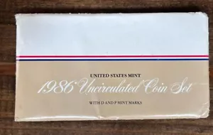 1986 - P&D Uncirculated US Mint Coin Set in OGP - Picture 1 of 5