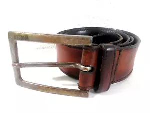 Just Cavalli Brown Distressed Leather Belt Mens 32 Silver Tone Buckle - Picture 1 of 5