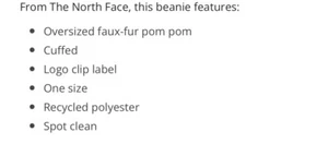 The North Face Youth Kids Oh Mega Faux Fur Pom Beanie Hat PINK MOSS OS TNF - Picture 1 of 7