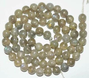 6mm AAA Round Smooth Natural Labradorite Grey Shine Gemstone Beads 15" - Picture 1 of 3