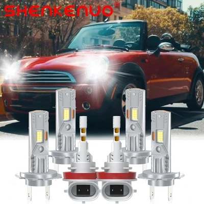 For Mini Cooper 2003 2004 2005 2006 2007 LED Headlight Fog Light Bulbs Kit 6000K - Изображение 1 из 4