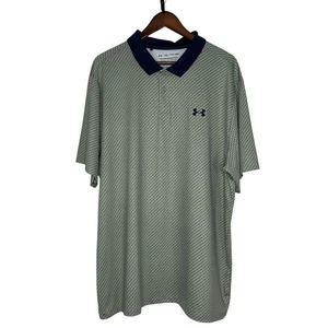 Under Armour Shirt Mens XXL Green Navy Blue Golf Polo Short Sleeve Loose - Picture 1 of 13