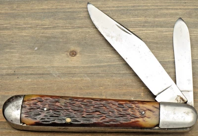 Antiguo cuchillo Jack inglés asas de hueso - cubiertos Queen sin marca pero más probables Foto 1 de 4