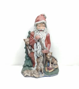 Vintage Alt Welt Weihnachtsmann Keramik Antik Weihnachtsmann Statue Wölfe - Bild 1 von 5
