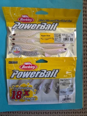 2 PACKS Berkley PowerBait Ripple Shad 7-Count & Pogy Swim Shad 5-Count - Image 1 of 4