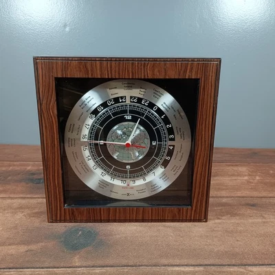 Howard Miller World Time Clock Battery Operated Wood Grain Case - Image 1 of 4