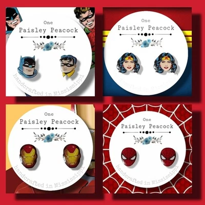 PENDIENTES CÓMICS - SUPER HÉROES - UN PAVO REAL PAISLEY Foto 1 de 4